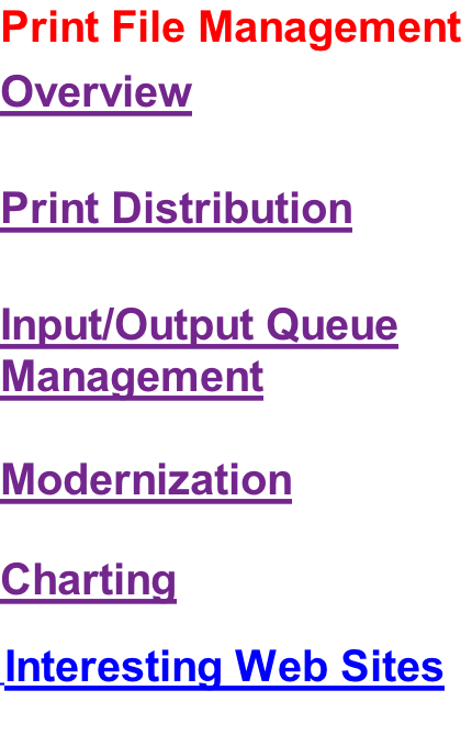 Print File Management Overview  Print Distribution   Input/Output Queue  Management  Modernization         Charting                      Interesting Web Sites
